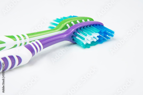 Multicolor toothbrush for teeth on the white background