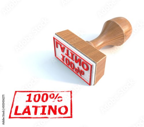 100 % Latino rubber stamp 3d rendering