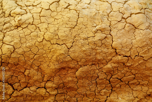Foto texture of the crackled clay in the desert.