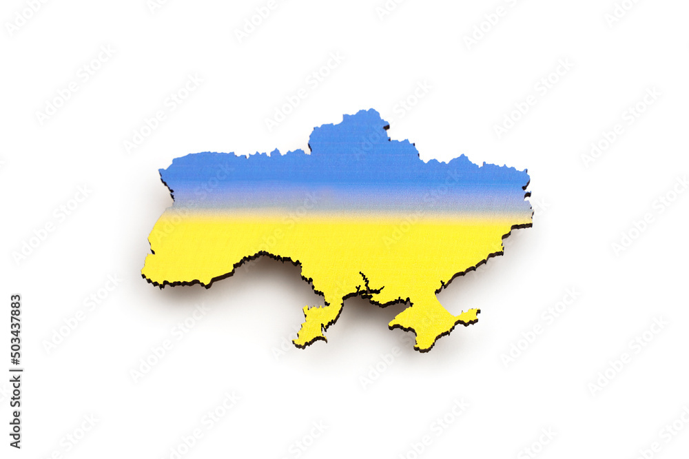 Map of Ukraine isolated on white background. Blue yellow flag Map of Ukraine isolated on white background. Blue yellow flag