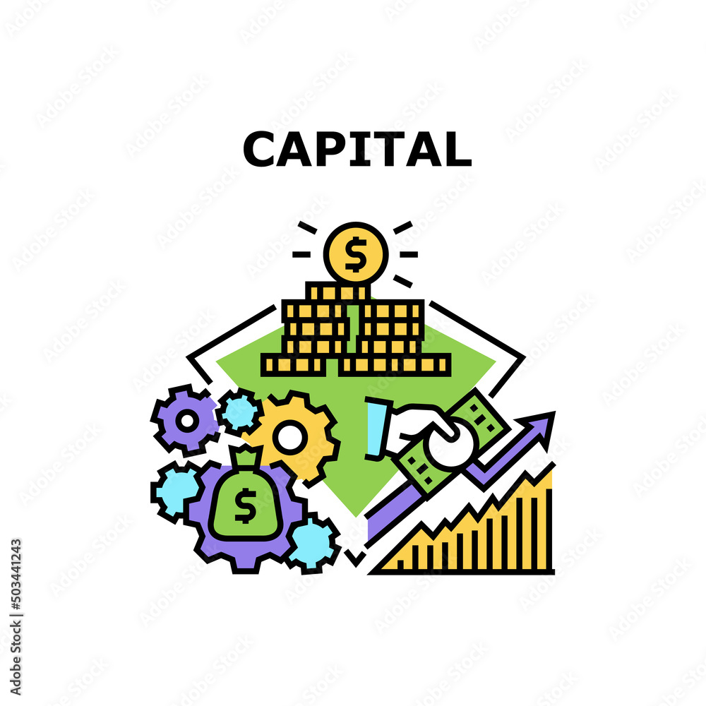 Capital Money Vector Icon Concept. Capital Money Earning And Investment, Working Finance For Passive Income And Growing Fund. Coin And Dollar Banknote Counting And Managing Color Illustration Capital Money Vector Icon Concept. Capital Money Earning And Investment, Working Finance For Passive Income And Growing Fund. Coin And Dollar Banknote Counting And Managing Color Illustration