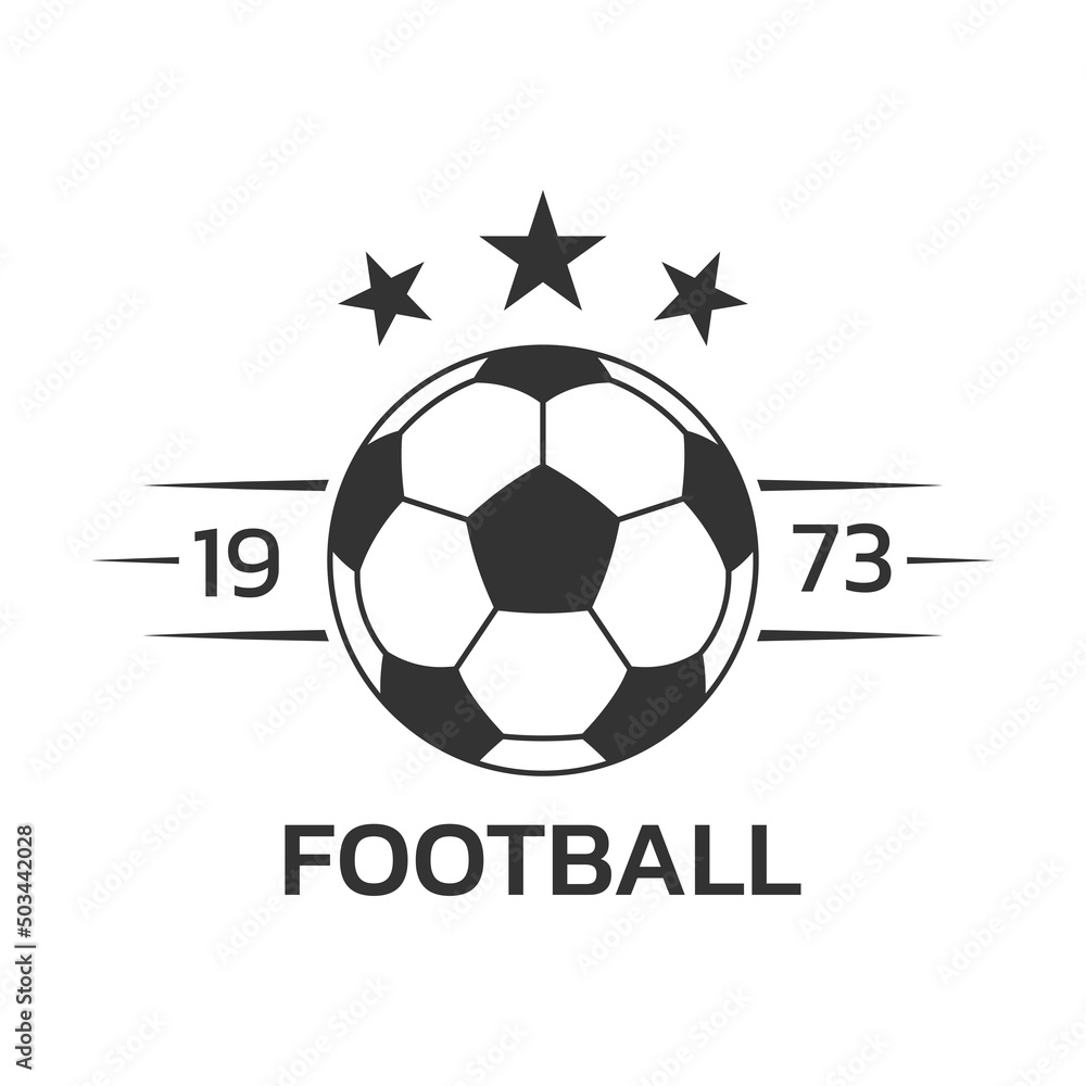 Football logo. Soccer club or team emblem, badge, icon design with a ball. Sport tournament, league, championship label. Vector illustration. Football logo. Soccer club or team emblem, badge, icon design with a ball. Sport tournament, league, championship label. Vector illustration.