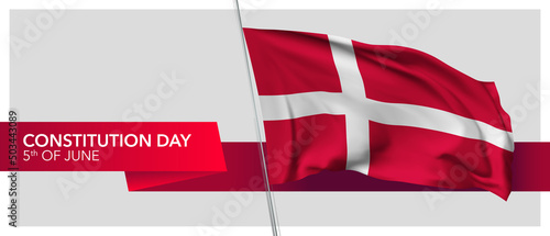 Denmark constitution day vector banner, greeting card.