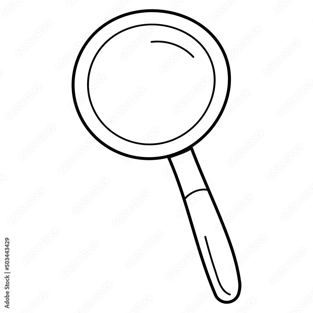 Magnifier doodle style search or zoom sign. Vector illustration in black Magnifier doodle style search or zoom sign. Vector illustration in black