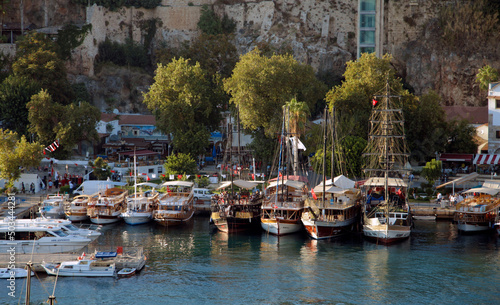 Sail boats on the waves of the port of Antalya, Turkey 06 september 2017