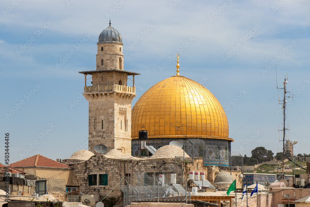 The Dome of the Rock on the Temple Mount in the Old City of Jerusalem. Qubbat As-Sakhra