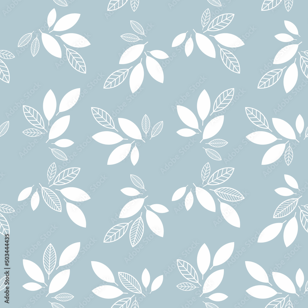 Leaf seamless pattern vector illustration. Graphic contour leaves backdrop. Minimal floral wallpaper. Botanical geometric texture background. Template for print, design, banner or card.