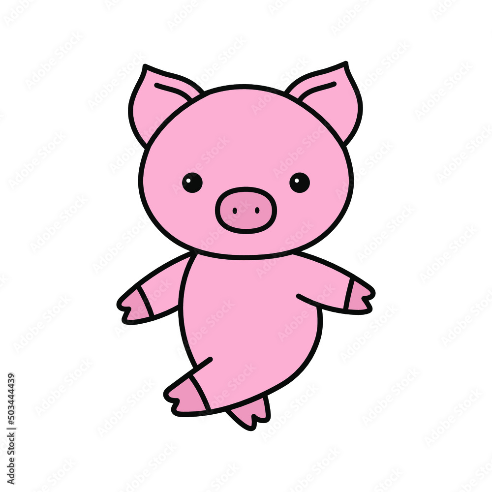 Cute walking pig simple vector illustration Cute walking pig simple vector illustration