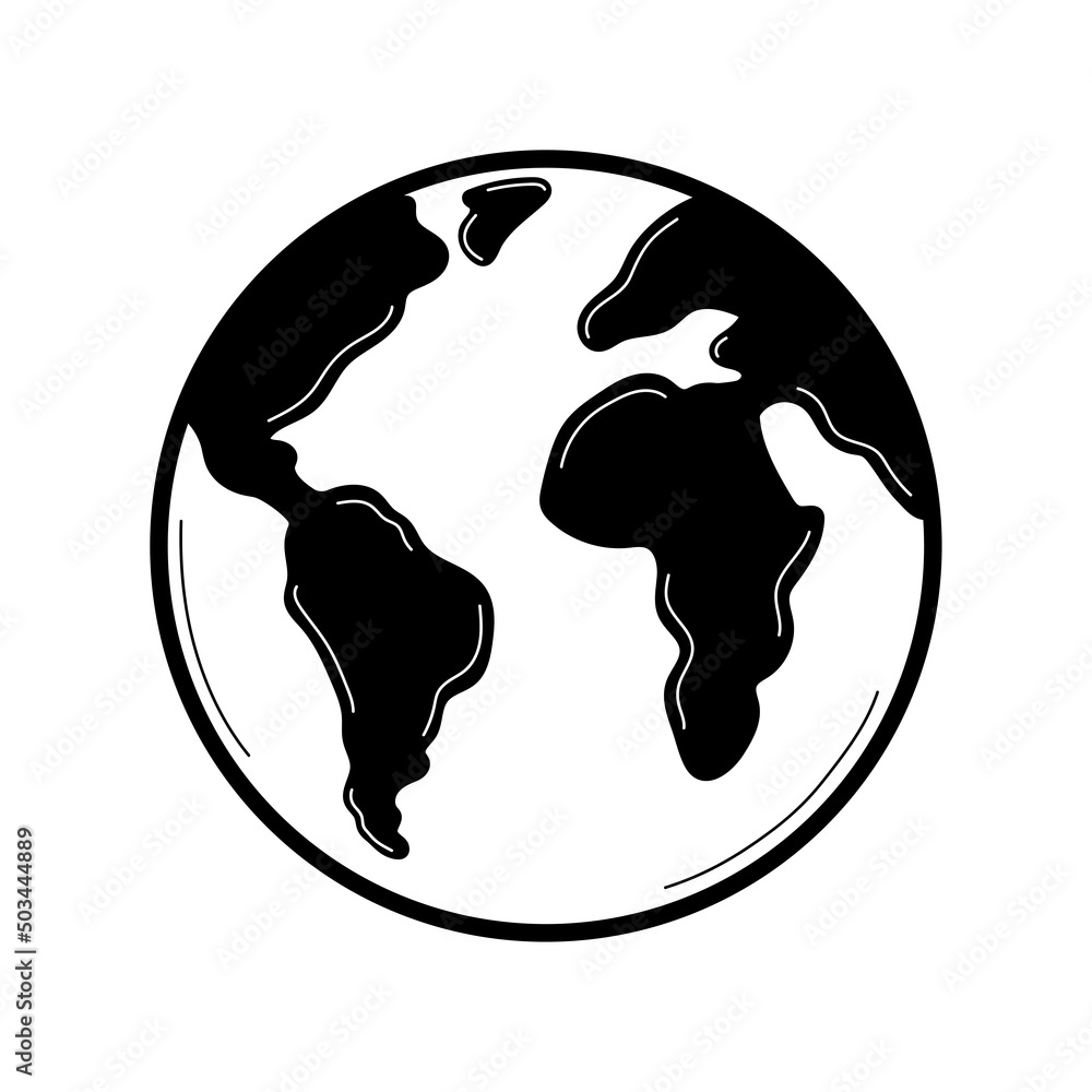 Hand drawn icon of globe. Doodle sketch style. Earth planet. Isolated vector illustration. Hand drawn icon of globe. Doodle sketch style. Earth planet. Isolated vector illustration.