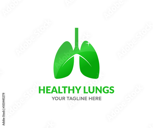 Human lungs, healthy, green, anatomy lungs logo design. Healthy lung for healthy life vector design and illustration.
