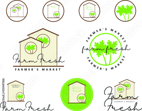 Organic and natural food, botanical and organic product, botanical logos, icon, badges and stickers collection for food and drink market e-business.