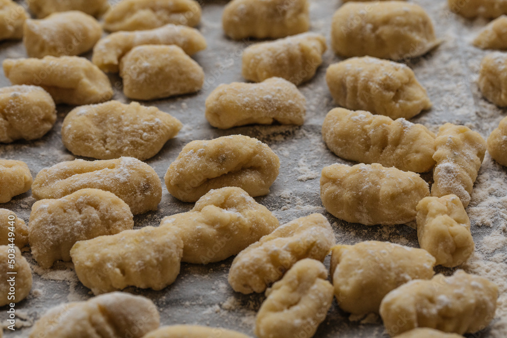 gnocchi from potatoes shaped with a fork gnocchi from potatoes shaped with a fork