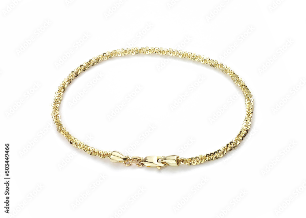 Yellow Gold Ladies Bracelet on White Background Yellow Gold Ladies Bracelet on White Background