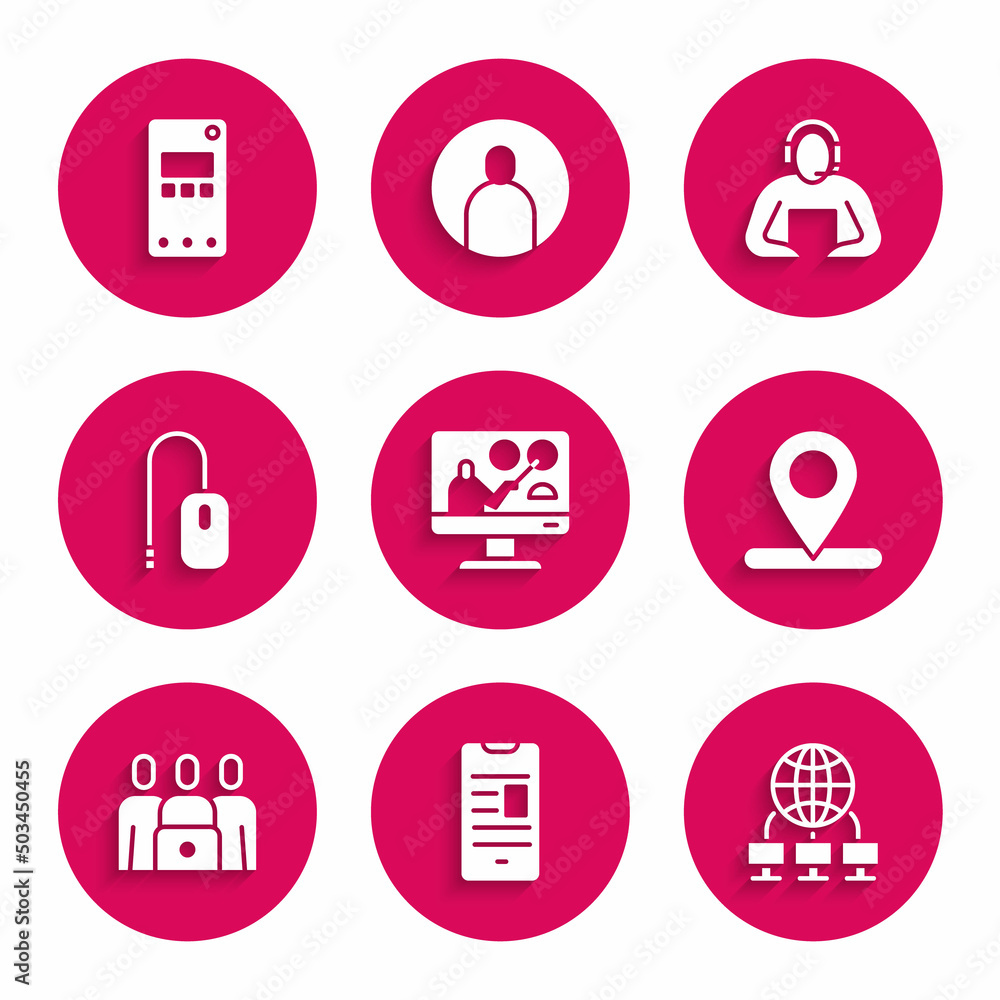 Set Online education, book mobile, Computer network, Location, class, mouse, Student and Mobile phone icon. Vector Set Online education, book mobile, Computer network, Location, class, mouse, Student and Mobile phone icon. Vector