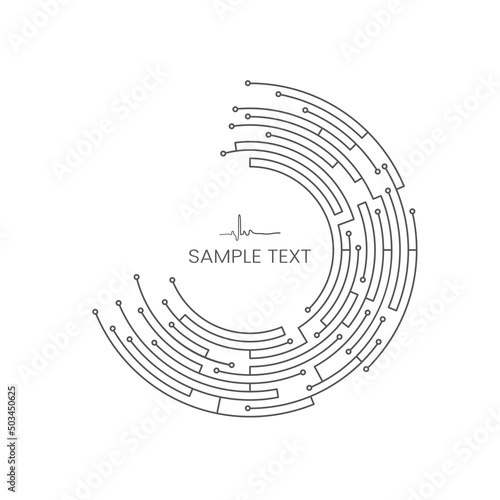 A crescent-shaped circuit board represents a smart on white background
