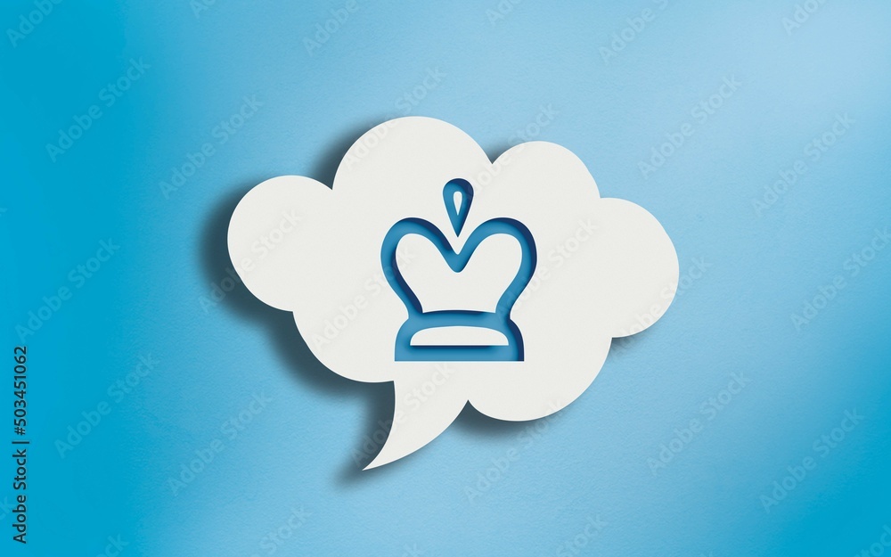 Crown Symbol in White Cloud Speech Bubble on Blue Crown Symbol in White Cloud Speech Bubble on Blue