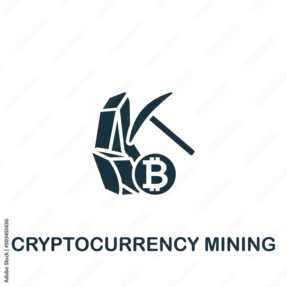 Cryptocurrency Mining icon. Monochrome simple Cryptocurrency icon for templates, web design and infographics