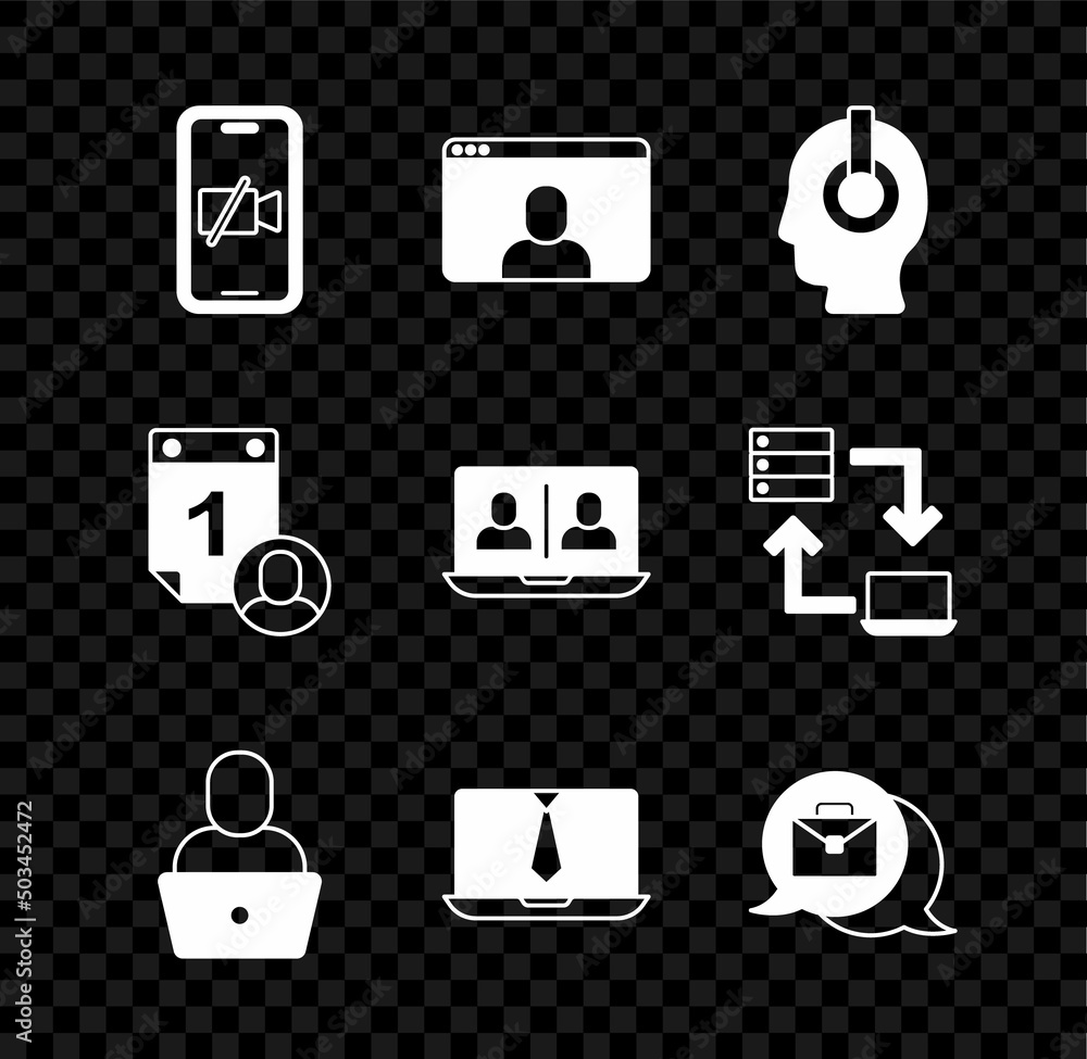 Set Video camera Off on mobile, chat conference, Freelancer, Online working, Time management and icon. Vector Set Video camera Off on mobile, chat conference, Freelancer, Online working, Time management and icon. Vector