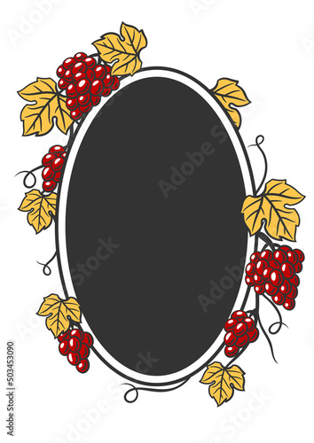 Background of vine with leaves and bunches of grapes. Winery image for restaurants and bars.