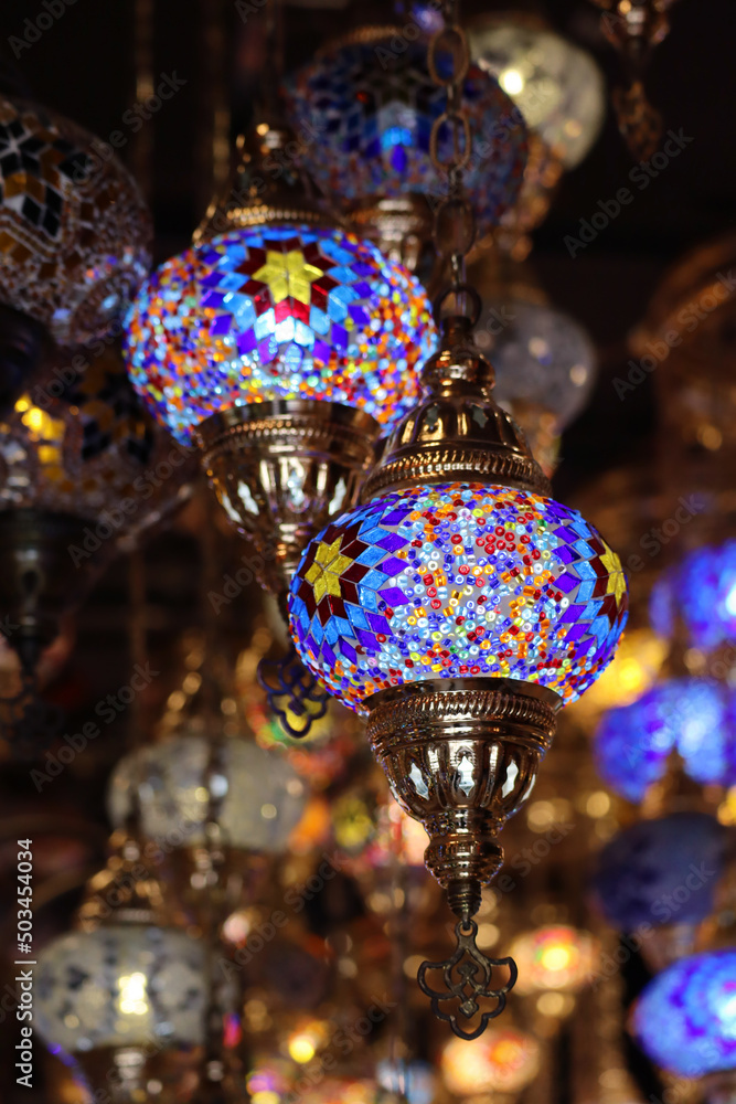 Colored traditional oriental arabic lanterns