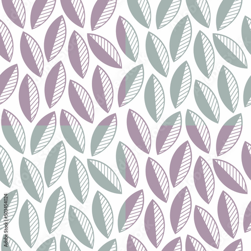 Vector seamless pattern. Graphic leaf vector illustration. Contour leaves background. Minimal pastel floral wallpaper. Botanical geometric texture backdrop. Template for print, design, banner or card.