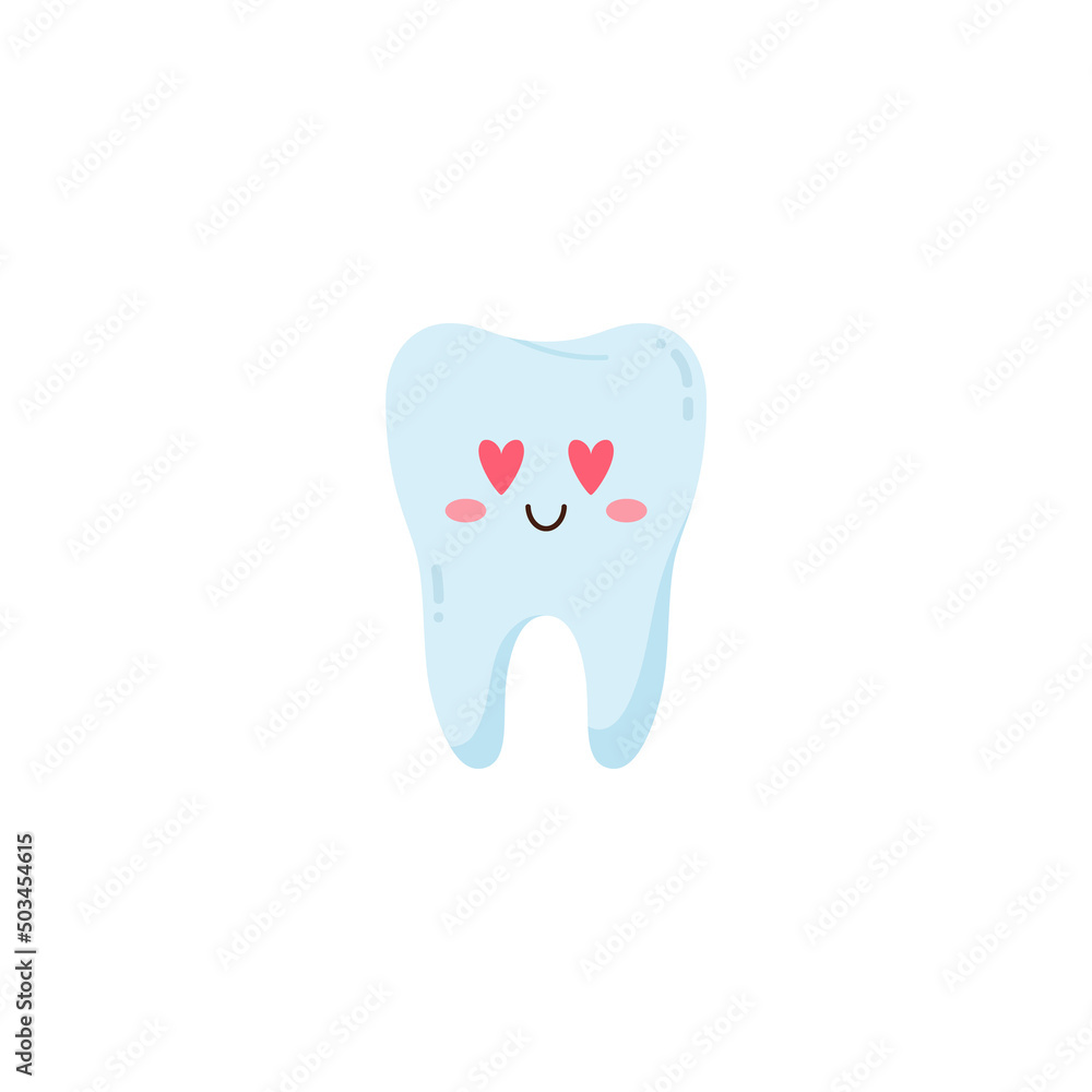 Healthy dental tooth cute vector flat illustration isolated on white background. Healthy dental tooth cute vector flat illustration isolated on white background.