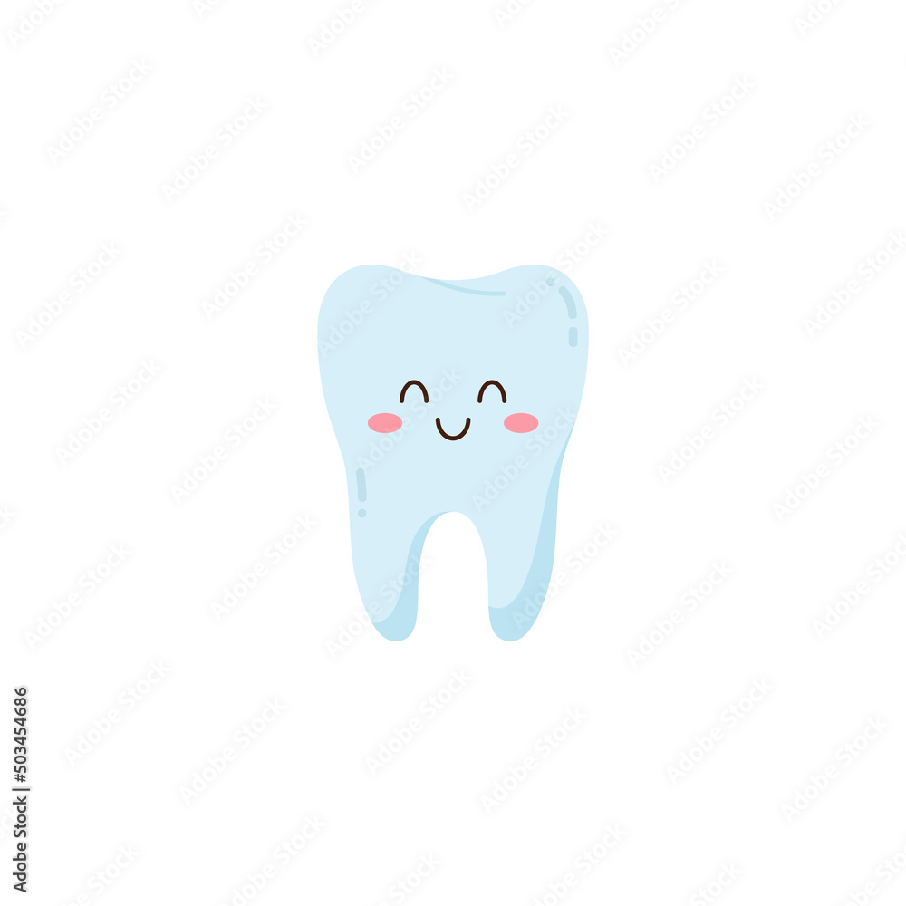 Happy smiling baby tooth kawaii character, flat vector illustration isolated. Happy smiling baby tooth kawaii character, flat vector illustration isolated.