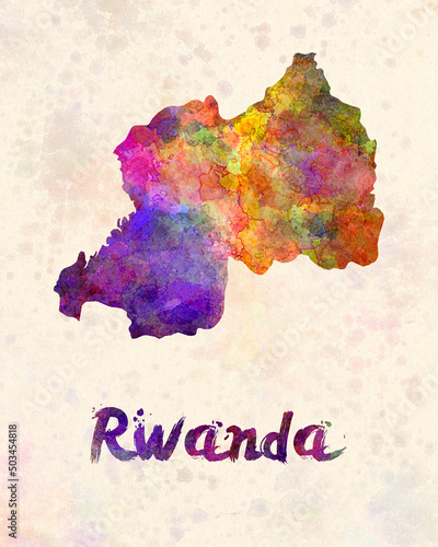 Rwanda in watercolor photo
