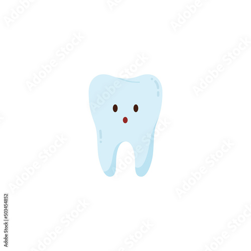 Cute, funny character tooth, vector years illustration on a white background.