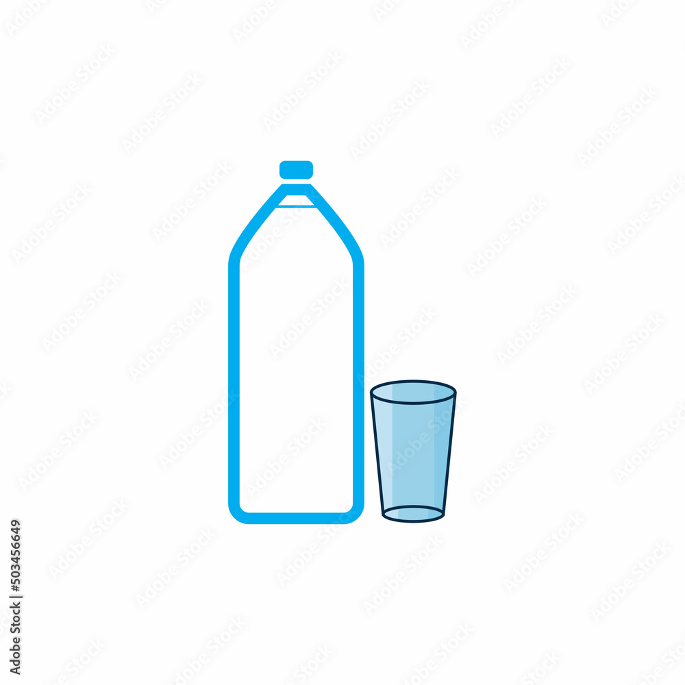 Plastic bottle and glass vector icon Plastic bottle and glass vector icon