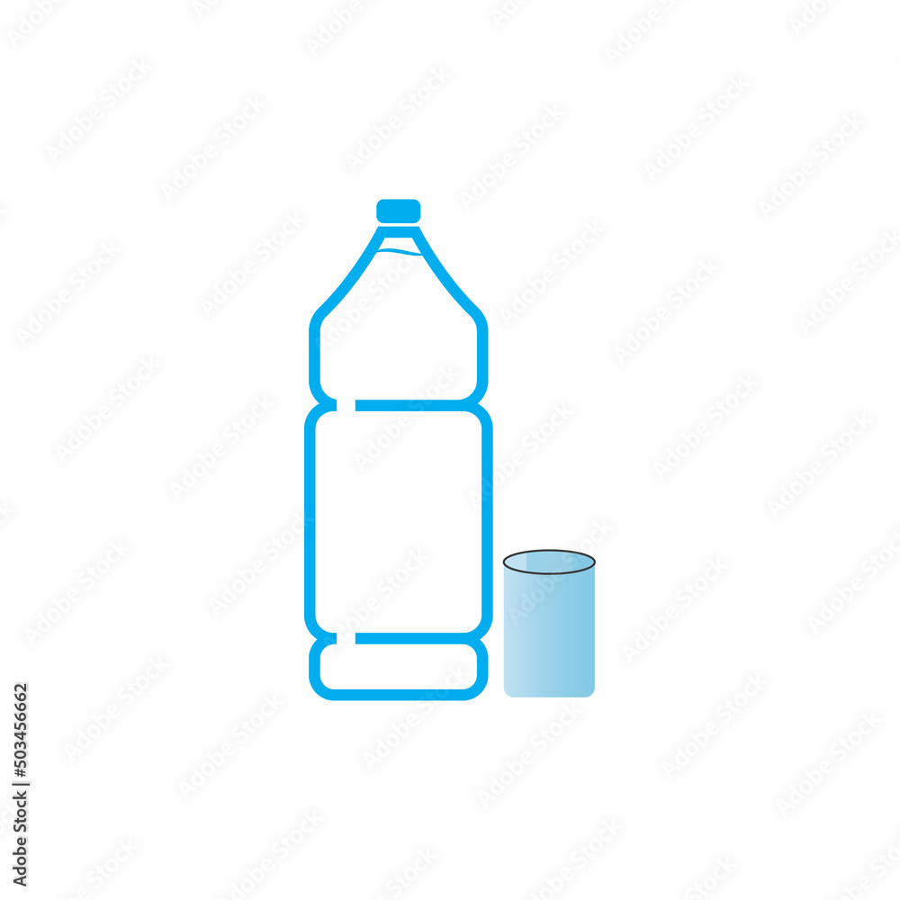 Plastic bottle and glass vector icon