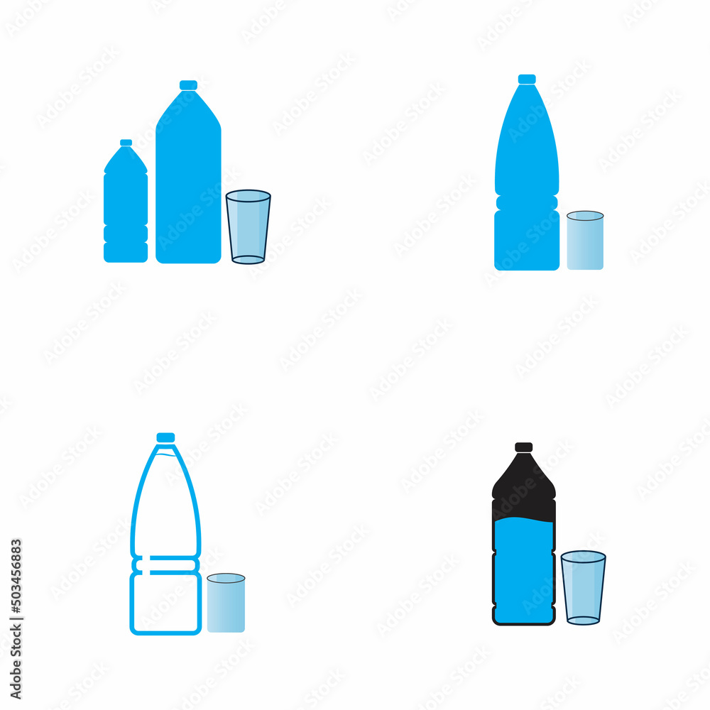 Plastic bottle and glass vector icon Plastic bottle and glass vector icon