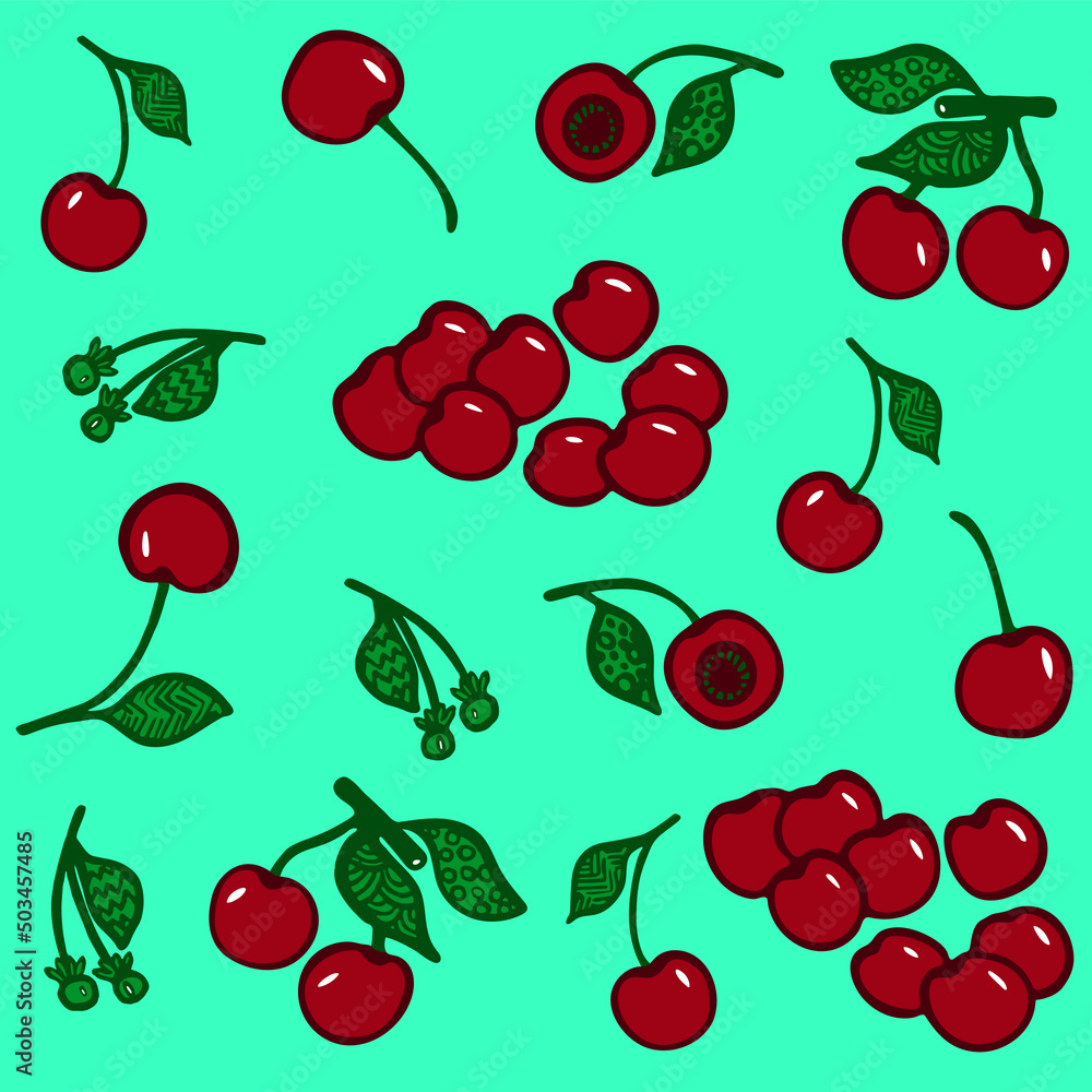A semless pattern with cherries