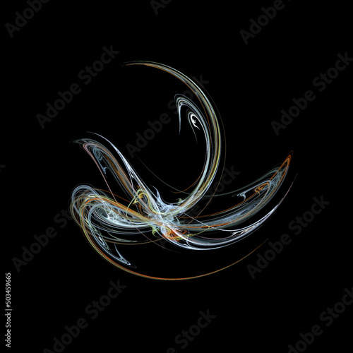 abstract linear blue light graphic element on black background, design element, art