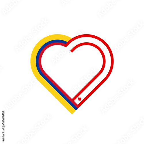 unity concept. heart ribbon icon of colombia and canada flags. vector illustration isolated on white background
