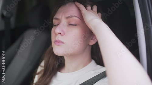 Stress in a female driver. Sadness and problems in human life 4K 10 BIT