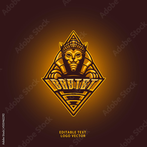 egypt god bastet mascot logo vector template