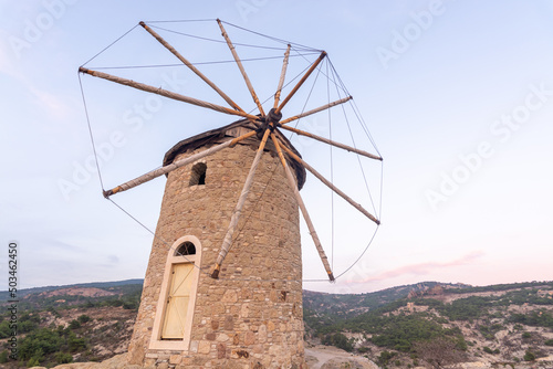 windmill ruins and colorful sky