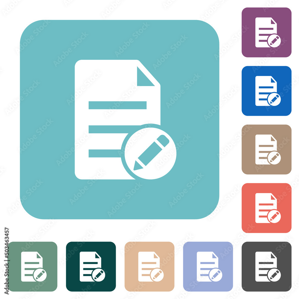 Edit document solid rounded square flat icons Edit document solid rounded square flat icons