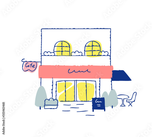 テラス席のあるカフェ