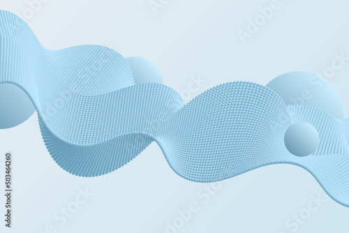 Blue volume decorative dotted wave vector background in abstract style for cards, banners, flyer