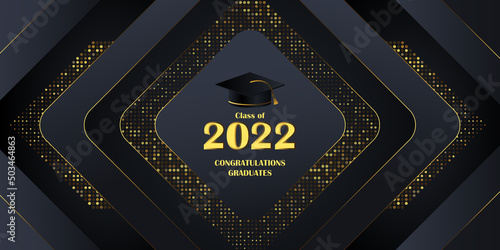 vector text lettering class of 2022 graduation in high school or college. gold luxury dark design template for congratulation event, graduate party greeting invitation card or poster cover