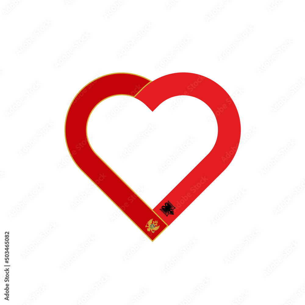 unity concept. heart ribbon icon of montenegro and albania flags. vector illustration isolated on white background