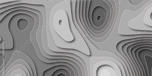 White abstract background in 3d paper style. Multi layered paper art waves background. Metal plates concept. 3D origami style design.