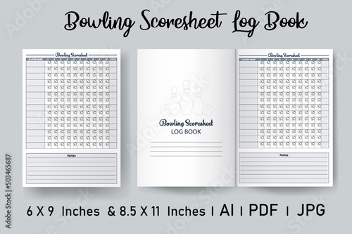 Bowling scoresheet log book template design vector photo