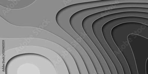 White abstract background in 3d paper style. Multi layered paper art waves background. Metal plates concept. 3D origami style design.