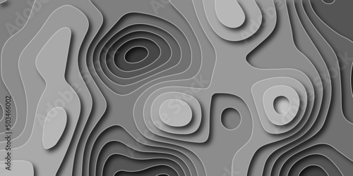 White abstract background in 3d paper style. Multi layered paper art waves background. Metal plates concept. 3D origami style design.