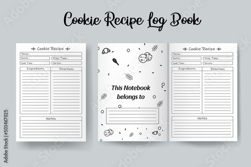 Cookie recipe log book template design vector