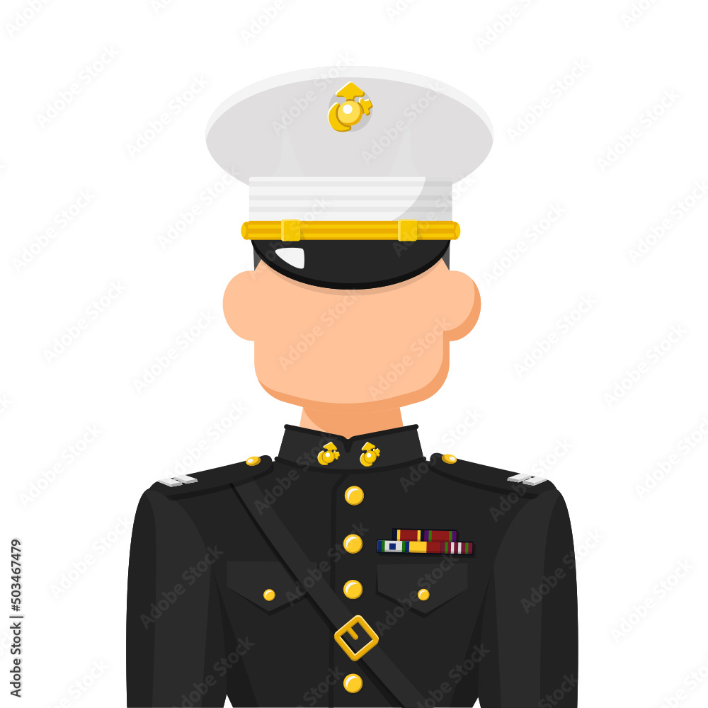 US marine officer in simple flat vector. personal profile icon or symbol. military people concept vector illustration. US marine officer in simple flat vector. personal profile icon or symbol. military people concept vector illustration.