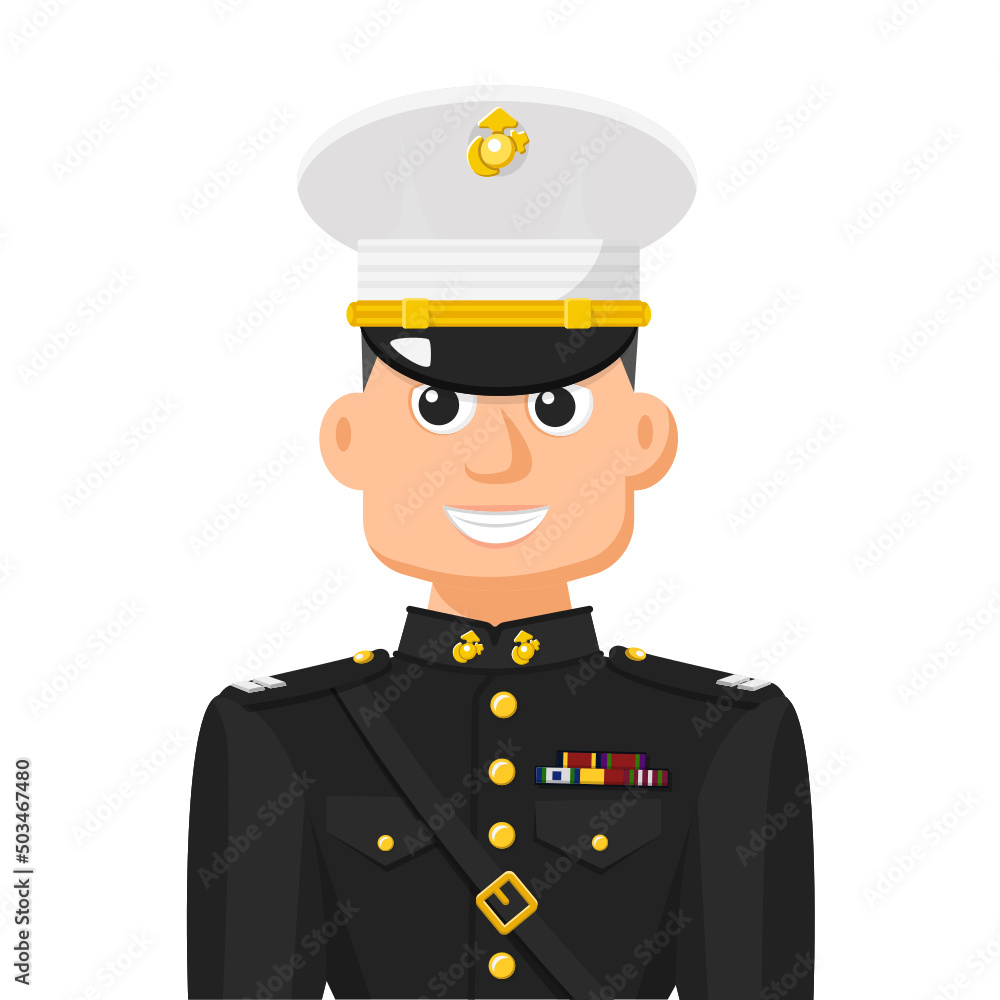 US marine officer in simple flat vector. personal profile icon or symbol. military people concept vector illustration. US marine officer in simple flat vector. personal profile icon or symbol. military people concept vector illustration.
